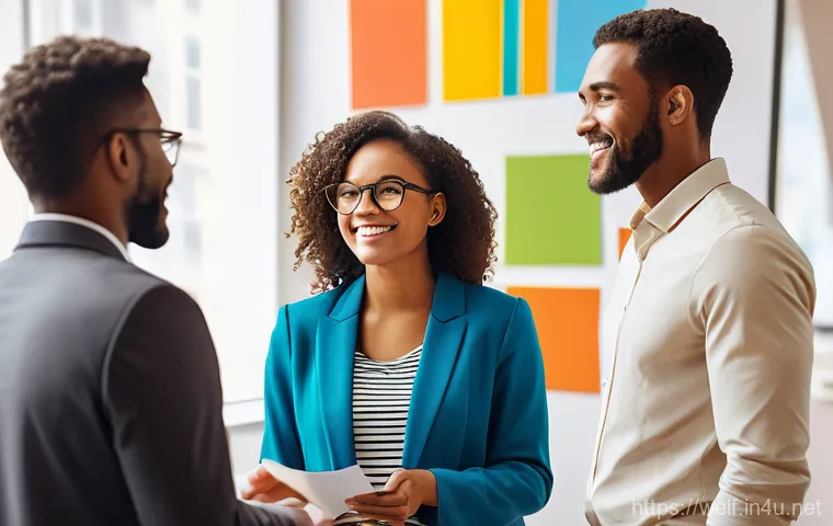 사회복지사 취업과 경력개발 전략 - A diverse group of social workers, including men and women ranging from their 30s to 50s, actively p...